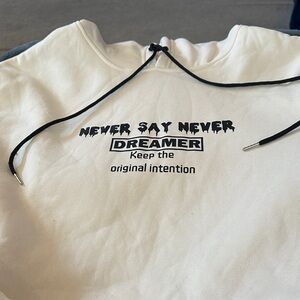 SHEIN Cream Hoodie with Black and Blue Graphic